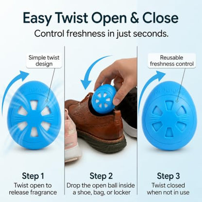 Air Jungles Shoe Deodorizer Balls Upgraded Formula 6 Ct, Fresh Linen Scent | Odor Eliminator for Sneaker, Gym Bag, Locker and Drawer, Natural Fresheners with Essential Oil, Up to 180 Days - size: 6 Count (Pack of 1)