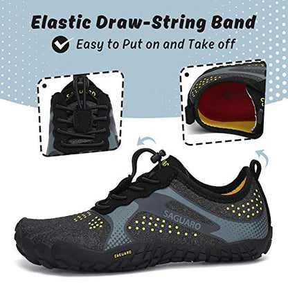 SAGUARO Kids' Barefoot Shoes Boys Girls Quick Dry Aqua Athletic Sneakers Lightweight Sport Footwear Toddler Water Shoes - color: Black/Grey, size: 12.5 Little Kid