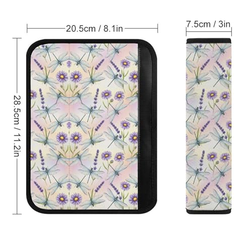 2PCS Watercolor Dragonfly Flowers Car Seat Belt Pad Universal Soft and Comfortable Harness Pads Strap for Kids, Car Seats Pushchair Strollers High Chair Pushchair - color: Pattern 1240