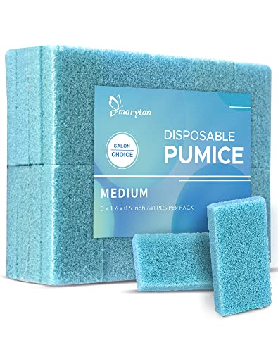 Maryton Disposable Foot Scrubber Pumice Pads, Pedicure Pumice Stone Dead Skin Callus Remover for Feet, 40Pcs (Blue Medium Coarse) - style: Blue Medium Coarse