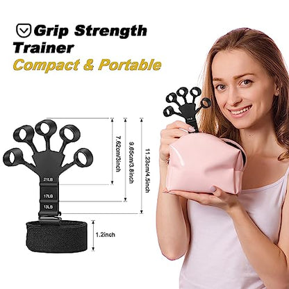 Upgraded Finger Strengthener, 2 PCS Grip Strength Trainer, 6 Resistant Level Forearm Strengthener, Gripster, Finger Exerciser and Hand Gripper Strengthener Relieve Pain for Arthritis, Carpal Tunnel