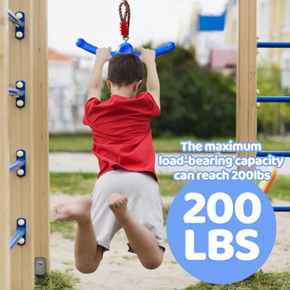 Ninja Swing-Twister 360° Spin Handle: Kids Slackline Accessories & Swing Attachment - Activate Ninja Powers with Epic Twist-Spin Flips! (Blue - Backyard/Playground Hang Toy) - color: Blue
