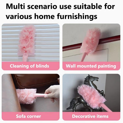 1 Pack Pink Long Handle Dust Duster, Portable Detachable Microfiber Static Cleaning Duster, Lightweight Extended Handheld Dust Remover in OPP Bag for Home, Kitchen, Bedroom, Car and Office