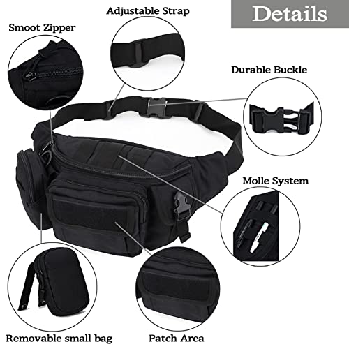 Tactical Fanny Packs, Military Waist Bag Utility Hip Belt Bags for Hiking Climbing Fishing Cycling Hunting with U.S Patch (Tan) - color: 1 Pack Tan