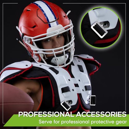 Fabbay Shoulder Pad T Hook with Elastic Strap,Include Silver Metallic Football T Hook for Youth Adult Football Shoulder Pad Straps - size: 1.5 Inch