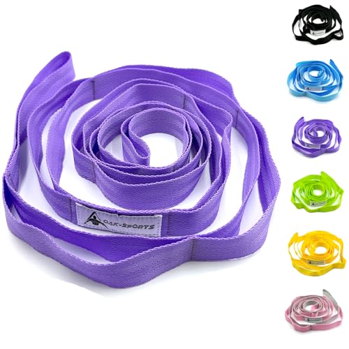 Stretching Strap Yoga Strap with Loops for Physical Therapy, Non-Elastic | 10 Loops, 75 inches length, Multi-Color Selection for Yoga Strap for Stretching, Pilates, Dance and Gymnastics - color: Purple