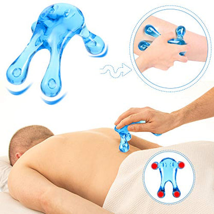 2 Pcs Deep Tissue Massage Tool Set Include 4 Legged Palm Massager and Thumb Massager Tool for Therapists Full Body Muscle Relief Gentle Point Massage Portable Handheld for Home Travel