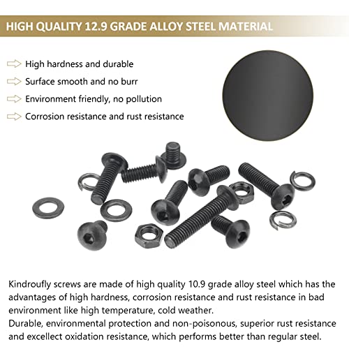 242 Pieces Black M5 x 6/8 /10/12 /16/20 /25mm Button Head Socket Cap Screws Nuts Washers Assortment Kit, 10.9 Grade Alloy Steel - size: M5, style: Button Head