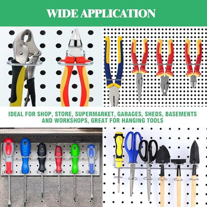 13Pcs Pegboard Screwdriver Pliers Holders Set Contains Double Loop Shelving Display Organizer Hooks and Multi Ring Peg Board Hanging Hook for Shop Store Supermarket