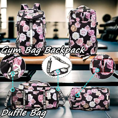 Gym Duffle Bag Backpack with Shoe Compartment,4 ways Travel Backpack for Women and Men,Multi-Functional Weekender bag with Waterproof Layer&Laptop Compartment for Fitness, Travel,Camping - color: Red