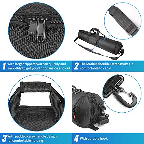 HEMMOTOP Tripod Case Bag All-Around Thick Padded Portable 31.5x7 in R08018 | Heavy Duty, Nylon, Hand-Held and Shoulder-Back, 2 Zippered Pockets, for Carrying Speaker Stand, Monopod, Fishing Pole - size: 31.5" L x 7" D