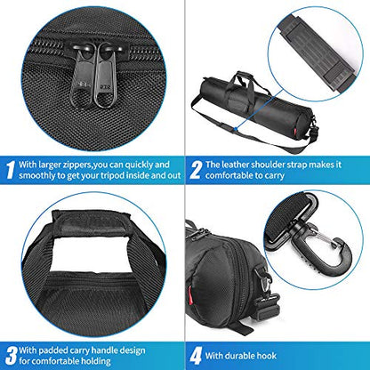HEMMOTOP Tripod Case Bag All-Around Thick Padded Portable 31.5x7 in R08018 | Heavy Duty, Nylon, Hand-Held and Shoulder-Back, 2 Zippered Pockets, for Carrying Speaker Stand, Monopod, Fishing Pole - size: 31.5" L x 7" D