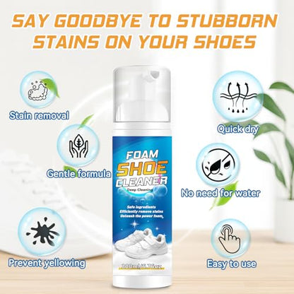 White Shoe Cleaner Kit 6.76Oz, Sneaker Cleaner With Brush & Cloth, Removing Stain, Shoe Cleaning Kit for Leather, PU - size: 200ml1pack