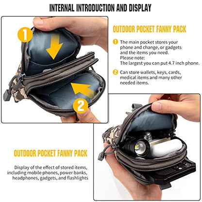 Tactical Molle Pouch Compact Utility Waist Bag Phone Holster Holder for 4.7"-6.9" iPhone 15 Pro Max/15 Pro/14 Plus/14 Pro Max/14/13 Pro Max/13 Pro/12 Pro Max/11 Pro Max - color: Camouflage Digital Grey