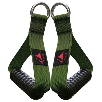 Heavy Duty Gym Workout Handles Attachment for Cable Machine,Resistance Band,Pulley System Home Exercise Equipment, Comfortable and Stronger Grip - color: Military Green