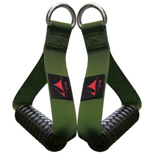 Heavy Duty Gym Workout Handles Attachment for Cable Machine,Resistance Band,Pulley System Home Exercise Equipment, Comfortable and Stronger Grip - color: Military Green