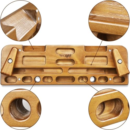 Yes4All Wooden Hang Board/Climbing Board for Doorway - Hand Strengthener Equipment for Training Finger, Grip and Pull Up - color: A. Espresso - Upgraded