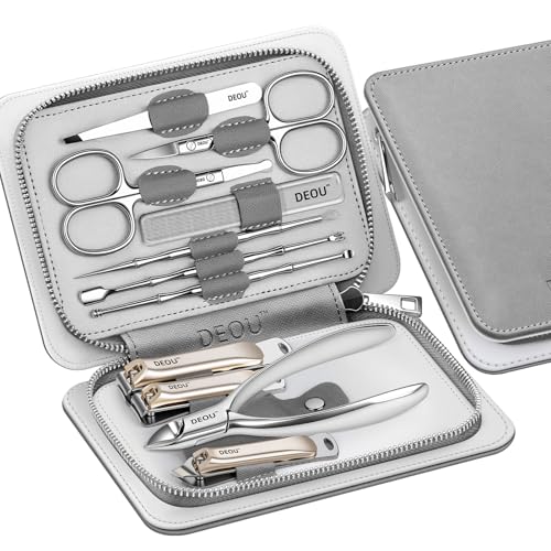 DEOU Kit Grooming Nail Clippers Set 11 in 1 Stainless Steel Professional Manicure Kit Nail Clippers Set for Women, 11pcs Luxurious Personal Care Manicure Nail Gift Set for Travel or Home - color: Gray