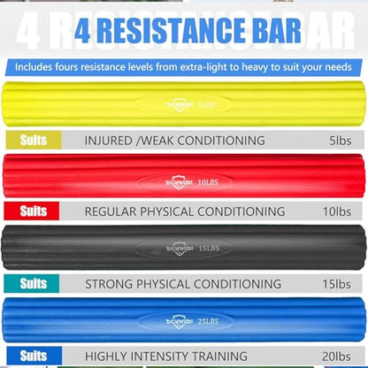 DICYWUDI Flex Therapy Bar and Grip Strength Trainers set, Physical Therapy & Resistance Bar for Golfers Elbow, Tendinitis, Wrist,Forearms Pain, Improve Grip Strength and Relieve Pain - color: Yellow/Red/Black/Blue