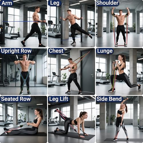 Readaeer Resistance Bands, Exercise Bands for Working Out with Handles | Resistance Bands with Handles, Door Anchor for Home Gym Full Body Strength Training, Muscle Tone, Yoga - size: 10-150LBS