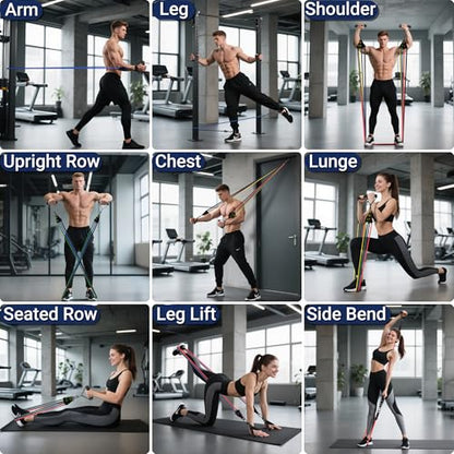 Readaeer Resistance Bands, Exercise Bands for Working Out with Handles | Resistance Bands with Handles, Door Anchor for Home Gym Full Body Strength Training, Muscle Tone, Yoga - size: 10-150LBS