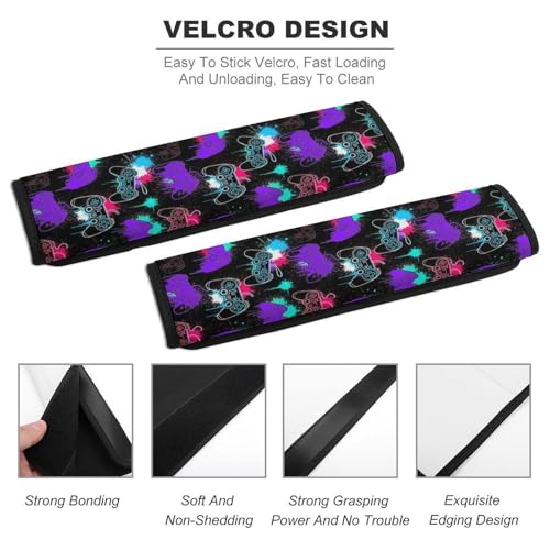 2 Pack Video Game Gaming Art Seat Belt Shoulder Pad Breathable Shoulder Harness Cover for Child, All Vehicles, Neck and Shoulder Support - color: Pattern 338