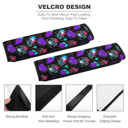 2 Pack Video Game Gaming Art Seat Belt Shoulder Pad Breathable Shoulder Harness Cover for Child, All Vehicles, Neck and Shoulder Support - color: Pattern 338