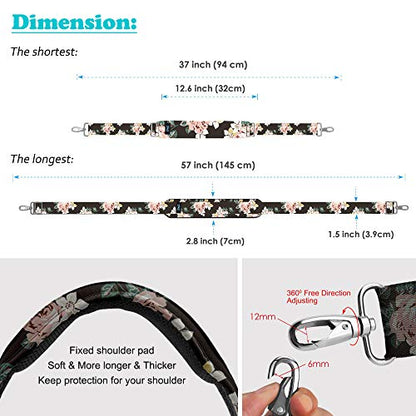 Bag Shoulder Strap, Padded Adjustable Shoulder Strap Replacement - color: Dark Rose, size: 57"