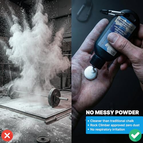 Liquid Chalk, Quick Drying & Mess Free Gym Chalk for Weightlifting, Gymnastics, Rock Climbing, and Lifting. Pro-Level Sweat Resistance & Long Lasting for Stronger Hand Grip