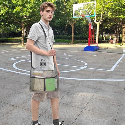 Mildbeer Gym Tote Bag, Mesh Bag Crossbody Satchel 12x6x12 for Gym Beach Ball Games Training Camping Hiking Clothes Storage - color: Grey