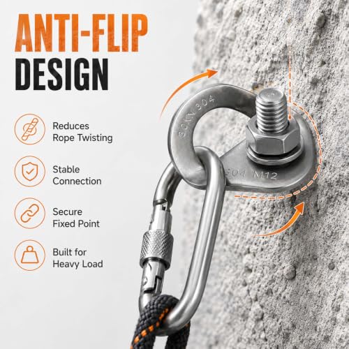 304 Stainless Steel Climbing Anchor Bolt, 30KN Rock Climbing Bolt Hanger, Heavy Duty Climbing Fastening Bolt, Climb Fastening Bolt Safe Fixed Point, 4 Set Rock Climbing Holds