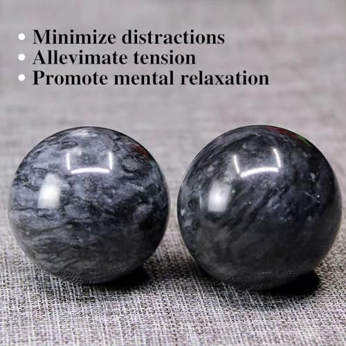 Traditional Chinese Baoding Balls, Marble Health Exercise Stress Relief Balls, Dark Grey, 2-Piece Set (Dark Grey, Medium-1.57") - color: Dark Grey, size: Medium-1.57"