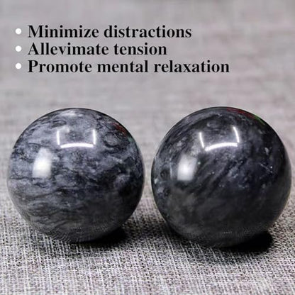 Traditional Chinese Baoding Balls, Marble Health Exercise Stress Relief Balls, Dark Grey, 2-Piece Set (Dark Grey, Medium-1.57") - color: Dark Grey, size: Medium-1.57"