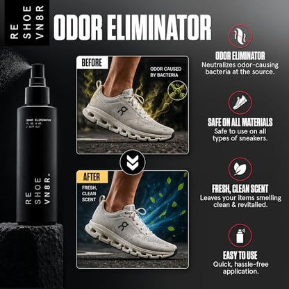 RESHOEVN8R Shoe Deodorizer Spray, 6oz - Sneaker Odor Eliminator | Sneaker freshener for fresh, clean-smelling shoes, easy to use foot odor control spray, fights bad smell