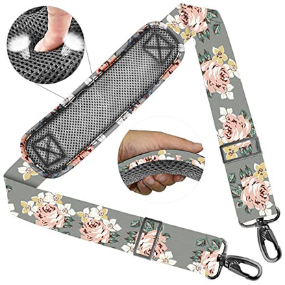 ZINZ Shoulder Strap 58" Ultra-Thick Fixed Padded and Adjustable Buckles Crossbody Strap for Briefcase Laptop Bag Luggage - color: Gray Rose