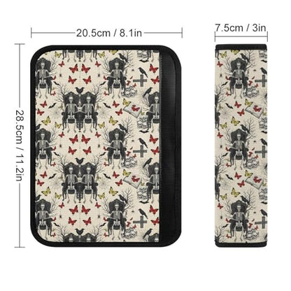 2PCS Gothic Ghost Skeleton Punk Skull Car Seat Belt Pad Universal Fit Seat Belt Covers Cushion for Kids, Car Seats Pushchair Strollers High Chair Pushchair, Easy Install (No Tool) - color: Pattern 12