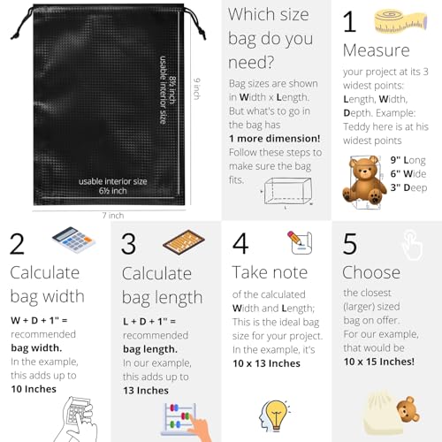 PALTERWEAR Tech-Weave PU-Coated Drawstring Bags (Set of 5) Water-Resistant, Directional-Stretch Travel Organizers for Gym, Beauty, Tech Gear - Strong Wipe-Clean (Black 3D, 7 x 9 In) - size: 7 x 9 Inch
