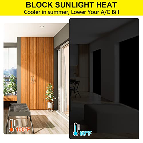 FADOTY 100% Blackout Curtains 2 Pack, 57"x 40" Black Out Window Cover | Blackout Window Film Shades Blinds, Cuttable, No Drill, Sun Heat Light Blocker for Bedroom, Nursery, Media Room, RV, Black - color: Black, size: 57"W x 40"H (Pack of 2)