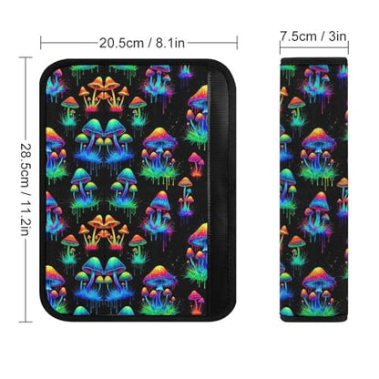 2 Pack Mushroom Graffiti Car Seat Straps Shoulder Pads Universal Fit Neck Strap Covers for Adults and Children, All Vehicles, Pressure Relief - color: Pattern 591