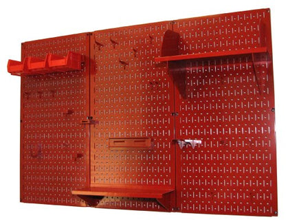 Wall Control Pegboard Organizer 4 ft. Metal Pegboard Standard Tool Storage Kit with Red Toolboard and Red Accessories