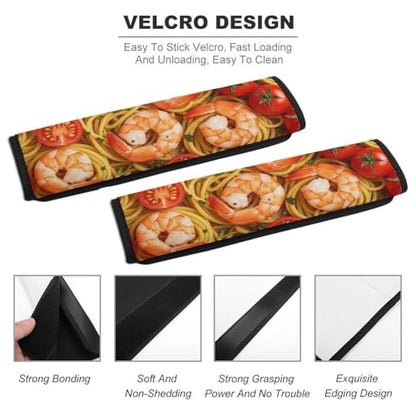1 Pair Universal Soft and Comfortable Seat Belt Shoulder Pad for Kids, Stroller Pushchair High Chair, Seafood Shrimps Pastas Tomato Spaghetti Shoulder Protector, Anti-Slip Pad - color: Pattern 1053