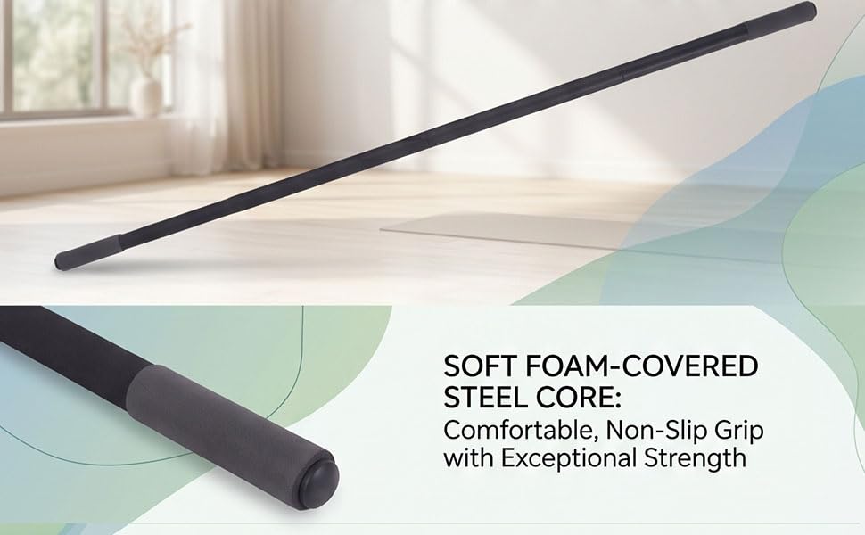 YUYTE Adjustable Yoga Stick 3 Lengths 30 45 60 Inch Foam Sleeve Steel Core Exercise Stretching Bar for Flexibility Training Pilates Home Gym Workouts