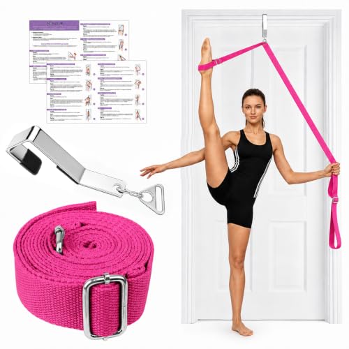 Stretching Strap with Door Anchor Improve Leg Flexibility for Splits - color: Pink