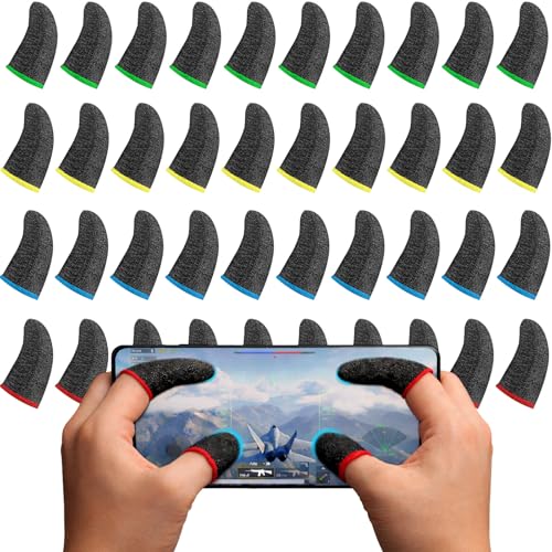Geyoga 40 Pieces Gaming Finger Sleeve for Thumb Sleeves Mobile Gaming Finger Protector(Rich Colors) - color: Rich Colors