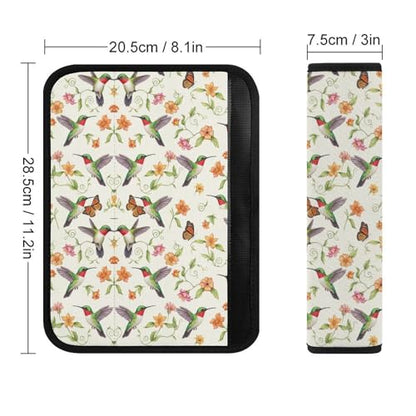 2PCS Hummingbird Monarch Butterfly Floral Seat Belt Cover Breathable Automotive Seat Belt Protector for Adult Use, Most Cars, Pressure Relief - color: Pattern 653