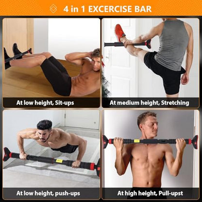 Pull Up Bar, Adjustable Strength Training Bars Without Screw, Adjustable Width Chin Up Bar for Doorway, Max Load 440 Lbs - color: Red 1