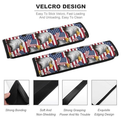 2 Pack American Eagle USA Flag Seat Belt Shoulder Pad Universal Fit Harness Pads Strap for Kids, Car Seats Pushchair Strollers High Chair Pushchair, Shock Absorption - color: Pattern 1221