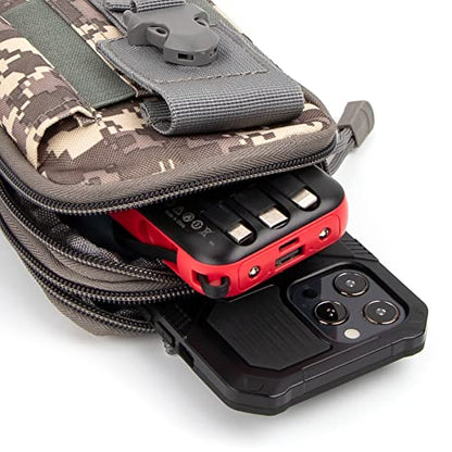 Tactical Molle Pouch Compact Utility Waist Bag Phone Holster Holder for 4.7"-6.9" iPhone 15 Pro Max/15 Pro/14 Plus/14 Pro Max/14/13 Pro Max/13 Pro/12 Pro Max/11 Pro Max - color: Camouflage Digital Grey