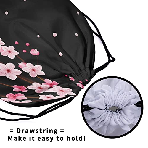 Gymnastics Grip Bag for Gymnasts Gymnastic Drawstring Bag Gym Athlete Bag - color: Black Pink Cherry Blossom, size: 9.25" x 12" (Pack of 1)