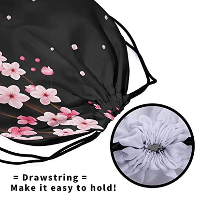 Gymnastics Grip Bag for Gymnasts Gymnastic Drawstring Bag Gym Athlete Bag - color: Black Pink Cherry Blossom, size: 9.25" x 12" (Pack of 1)